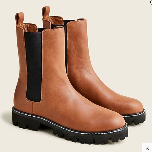 J. Crew Gwen lug-sole high-shaft Chelsea boots in leather Item BA187* - Picture 1 of 5